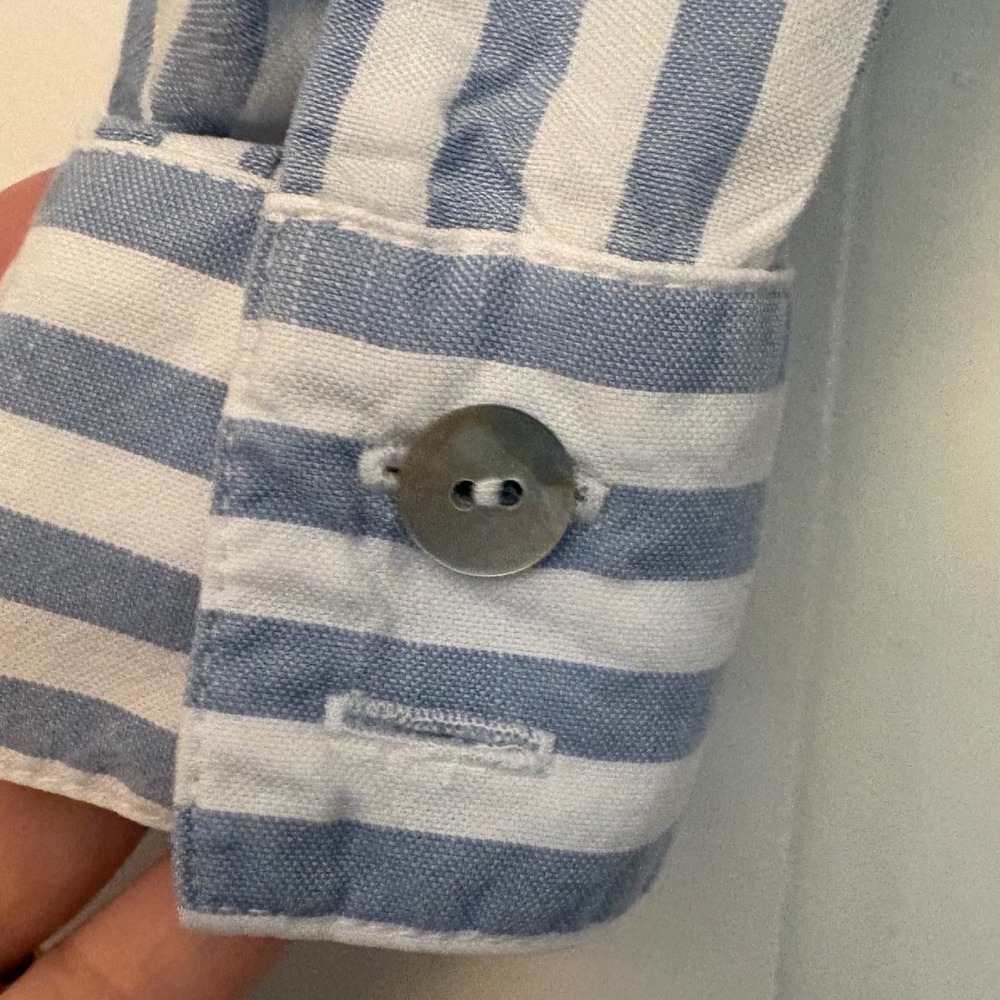 J. Jill Blue White Striped Tencel Lyocell Button Down Shirt Medium Petite 247612 - Picture 5 of 8